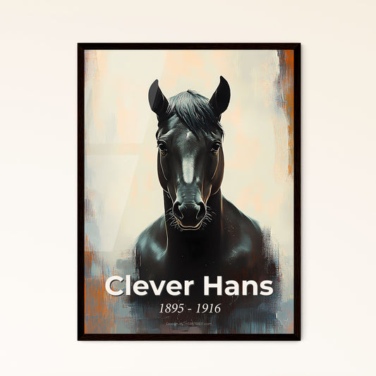 Portrait of Clever Hans, 1895 - 1916. Impressionistic painting of a black horse with a white stripe.