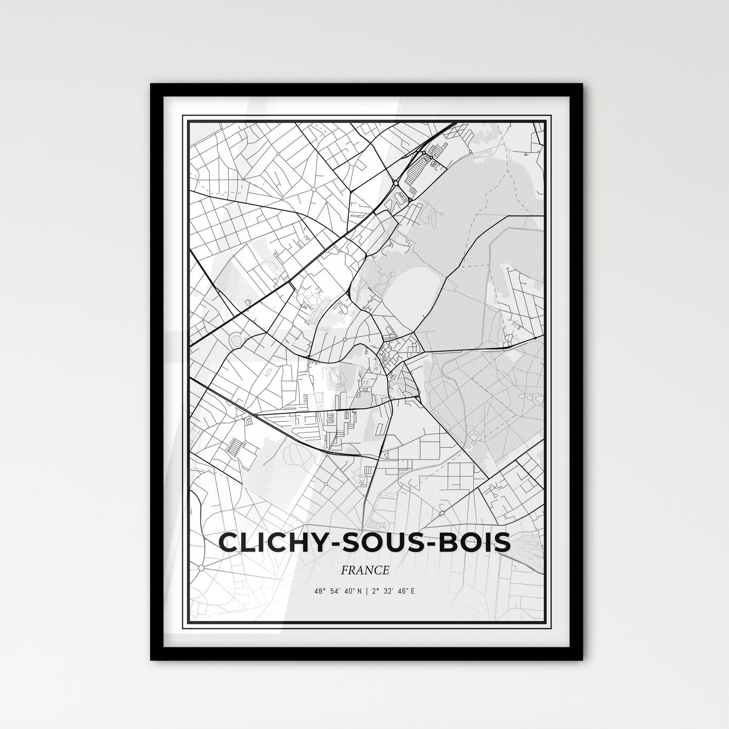 Clichy-sous-Bois France - Scandinavian Style City Map for Modern Home Decor