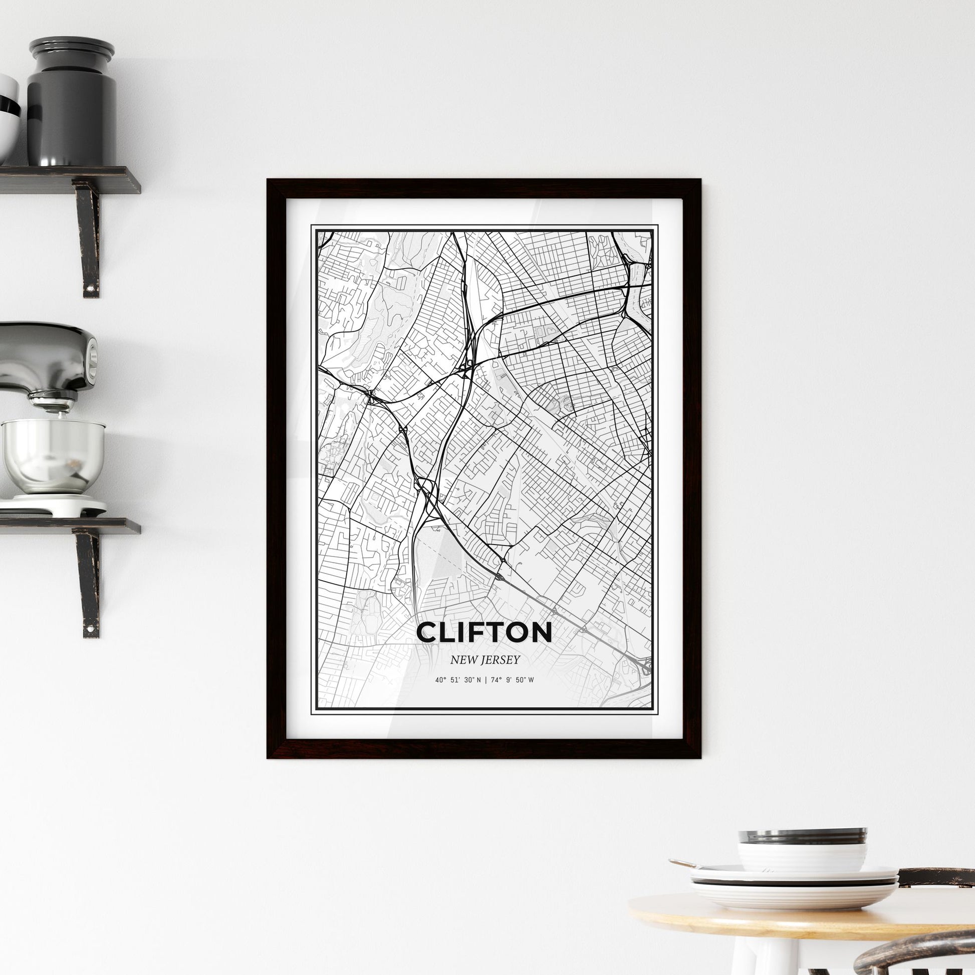 Clifton New Jersey - Minimal City Map