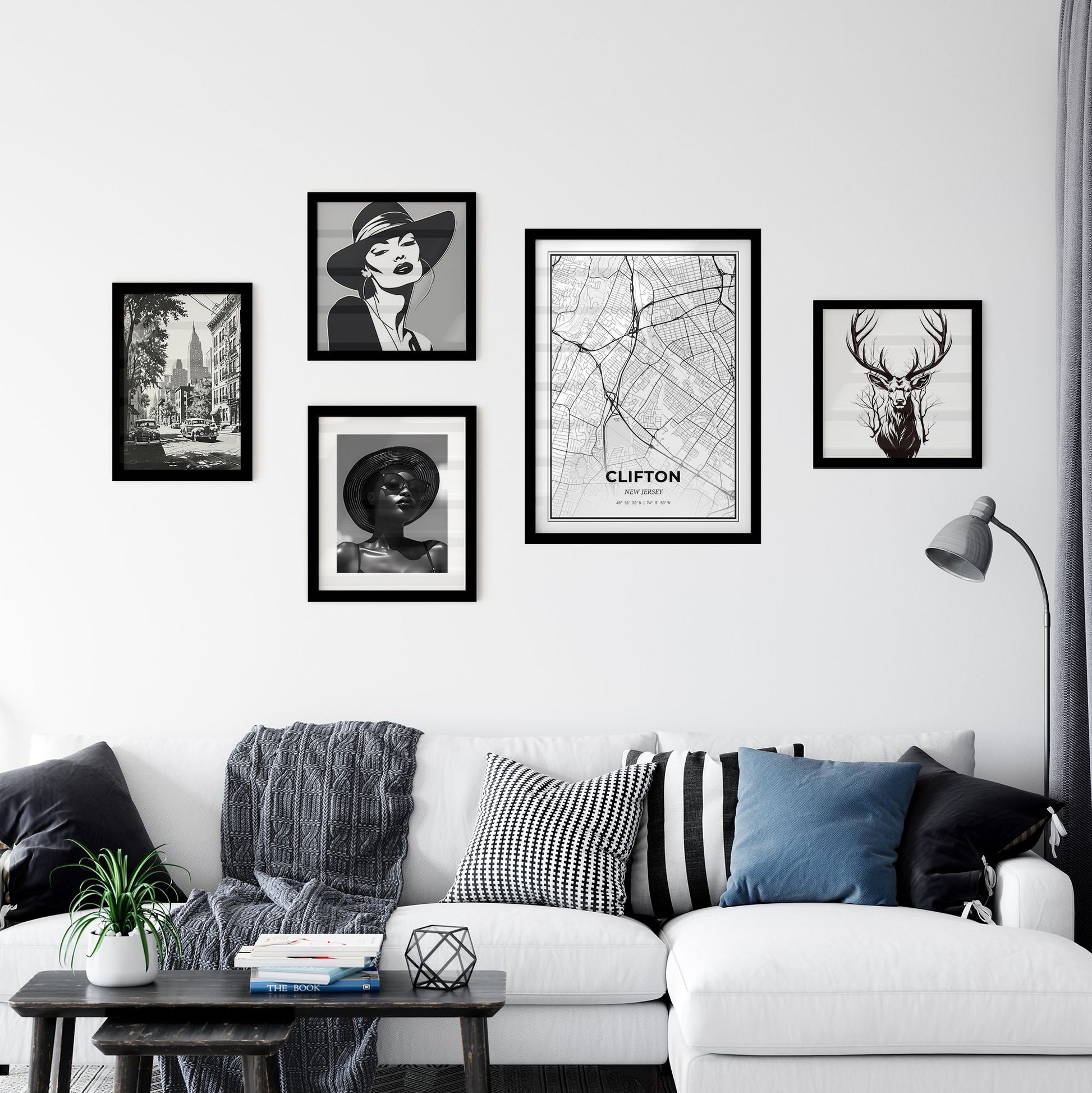 Clifton New Jersey - Minimal City Map Interior