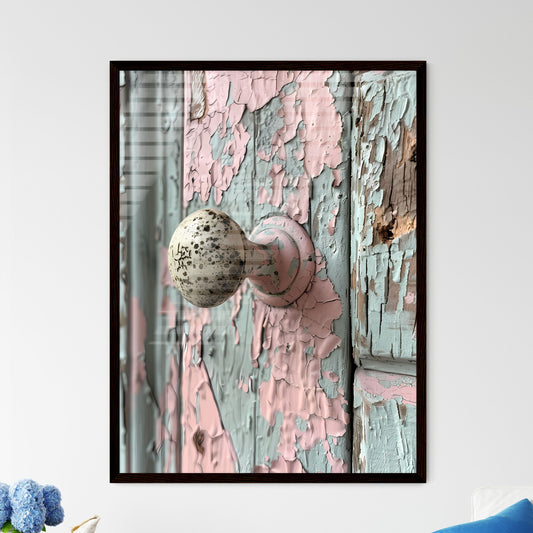 Distressed Vintage Bathroom Cabinet with Shabby Chic Details, Vibrant Painting, Neutrals, Door Knob, Art Composition Framed Art