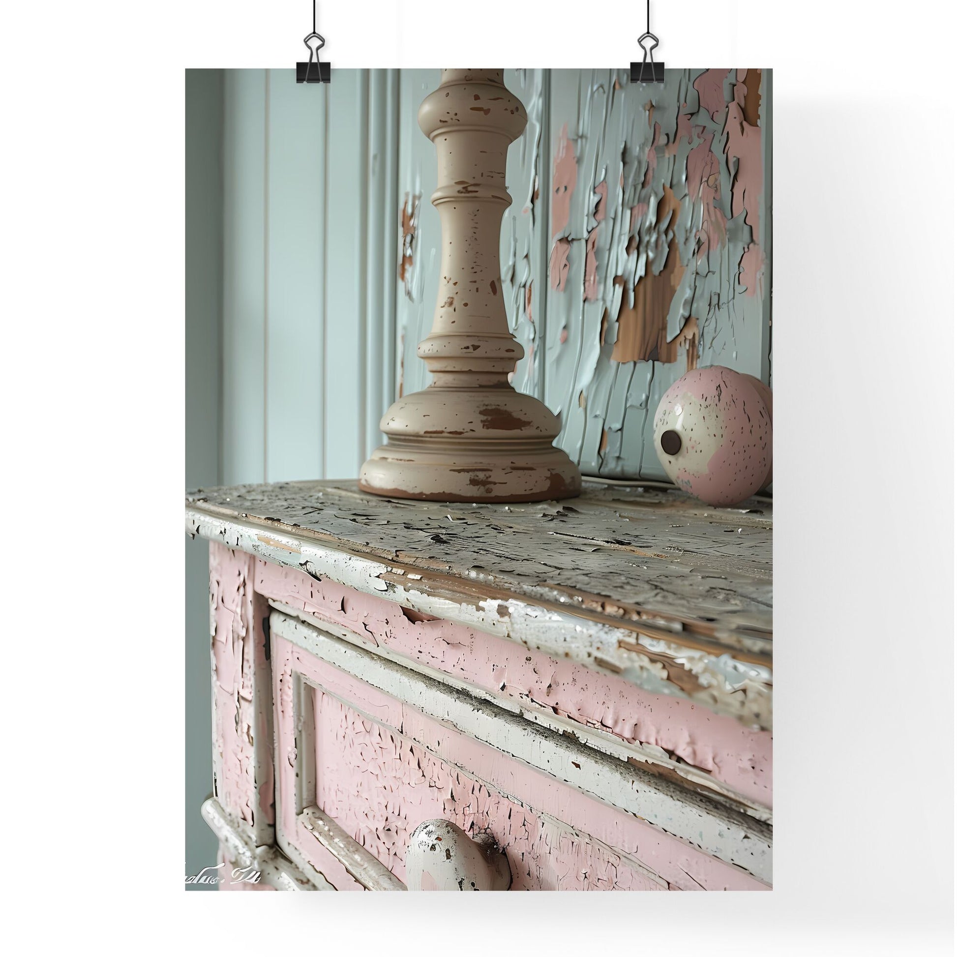 Rustic Vintage Shabby Chic Bathroom Cabinet with Light Pastel Painted Details Default Title