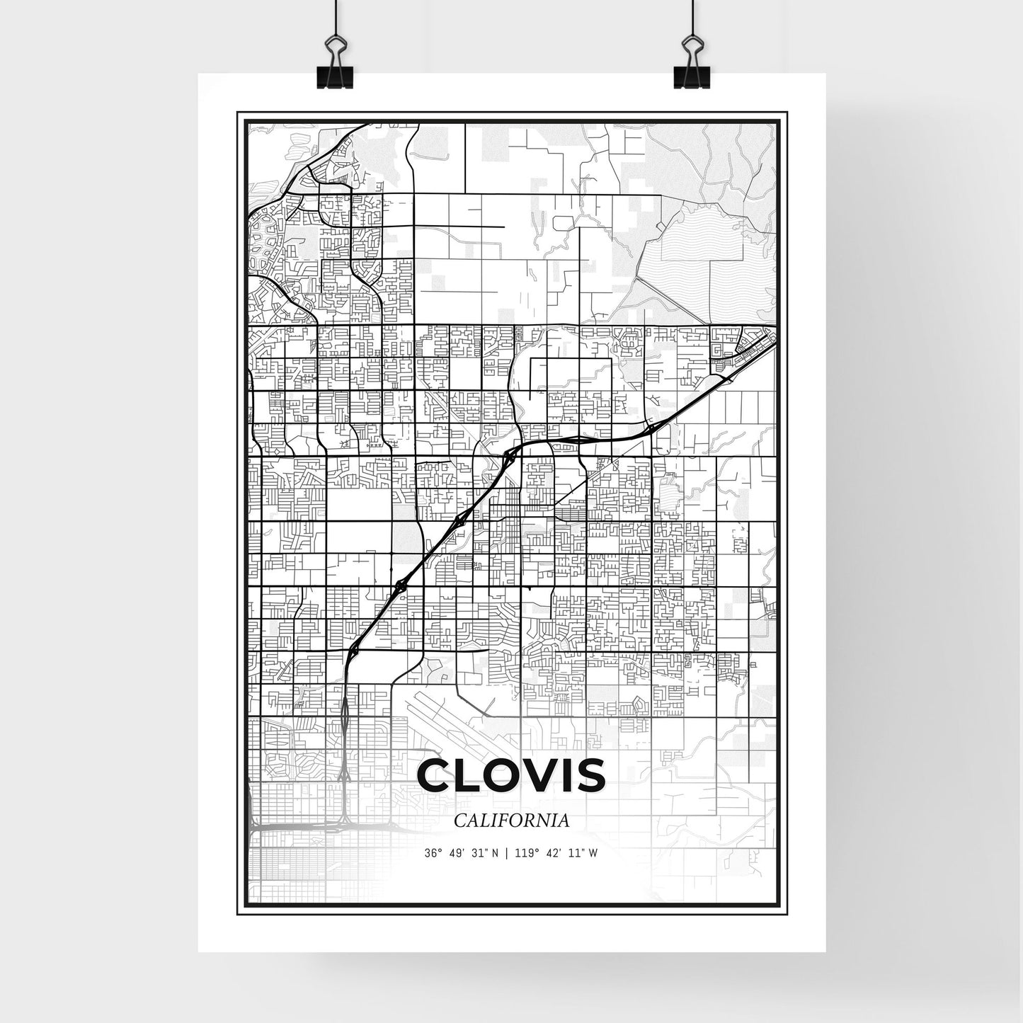 Clovis California - Premium City Map Poster