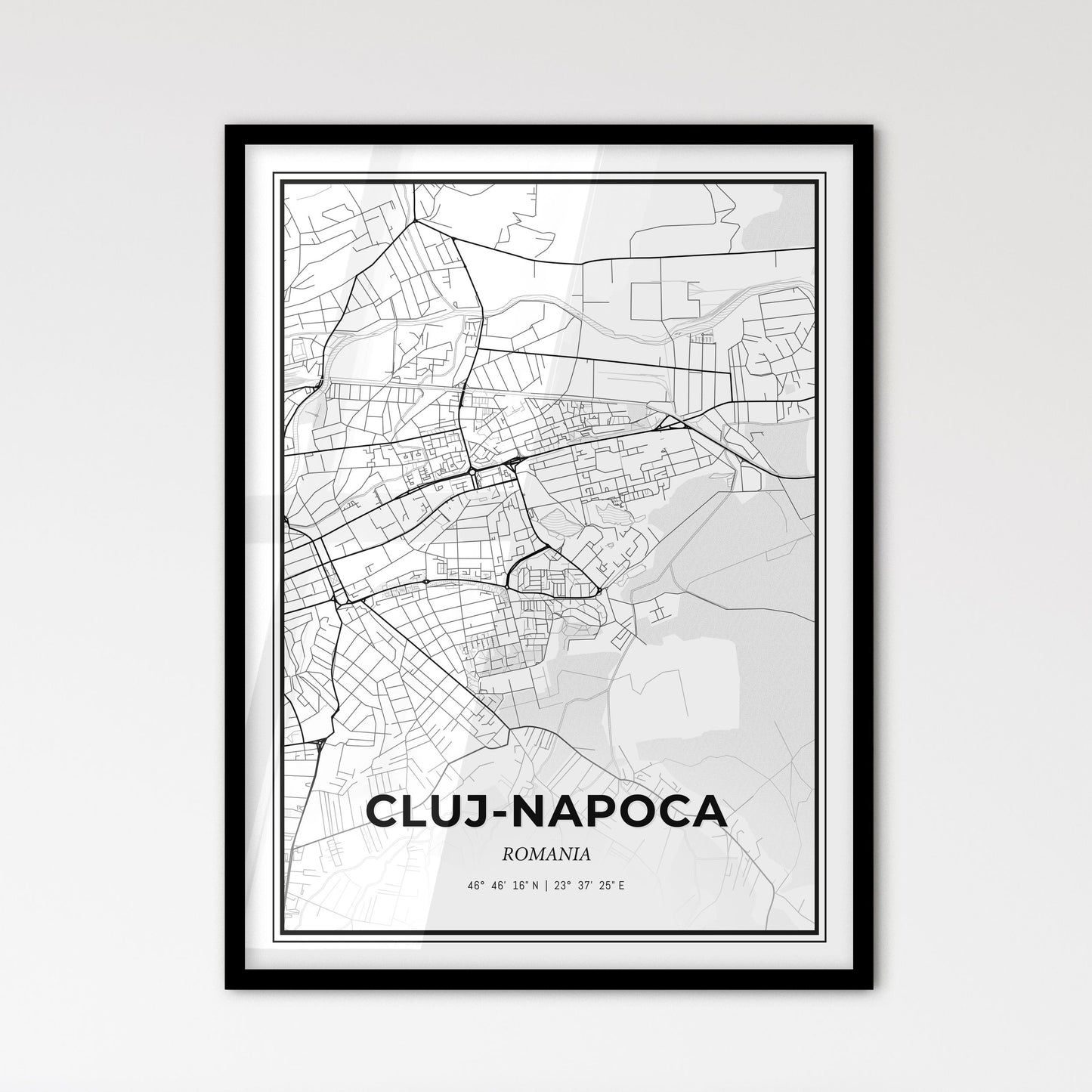 Cluj-Napoca Romania - Scandinavian Style City Map for Modern Home Decor