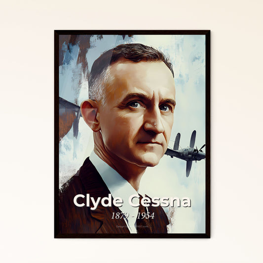 Portrait of Clyde Cessna, 1879 - 1954. Impressionistic painting of a man in a suit and tie.