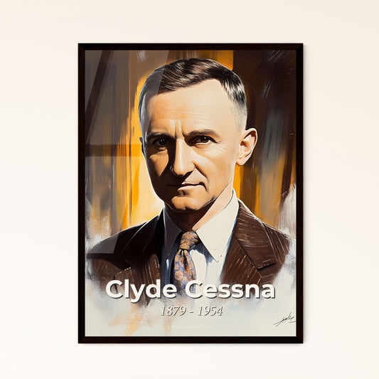 Portrait of Clyde Cessna, 1879 - 1954. Impressionistic painting of a man in a suit.