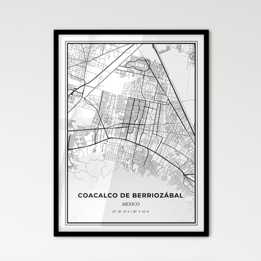 Coacalco de Berriozábal Mexico - Scandinavian Style City Map for Modern Home Decor