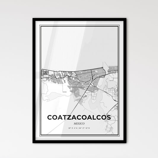 Coatzacoalcos Mexico - Scandinavian Style City Map for Modern Home Decor