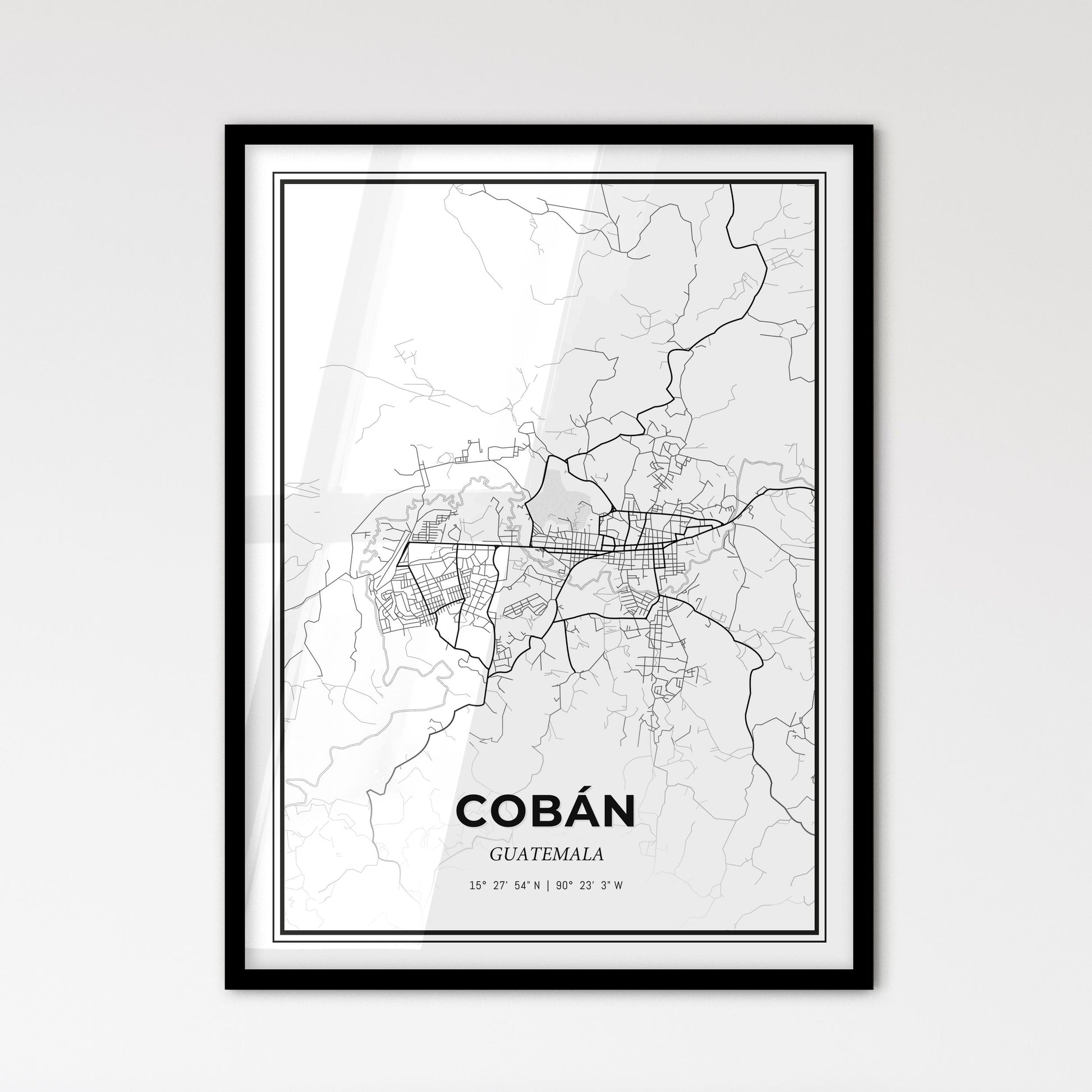 Cobán Guatemala - Scandinavian Style City Map for Modern Home Decor