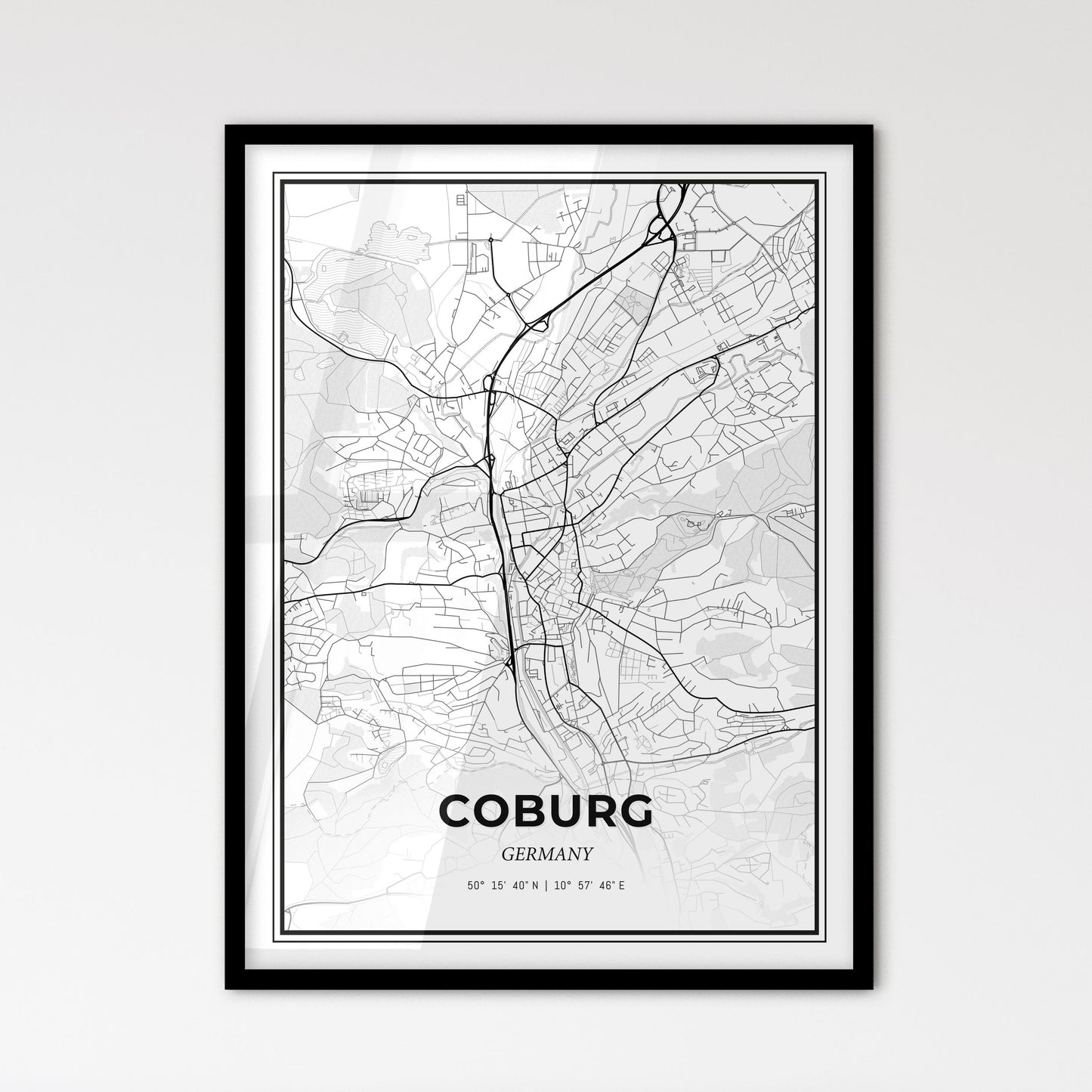 Coburg Germany - Scandinavian Style City Map for Modern Home Decor