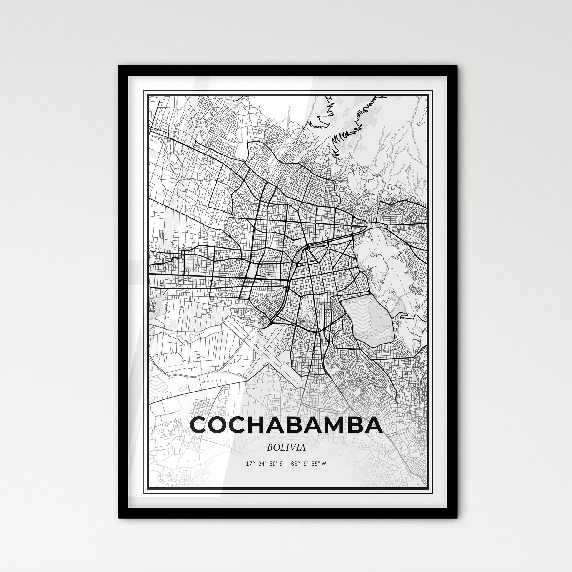 Cochabamba Bolivia - Scandinavian Style City Map for Modern Home Decor