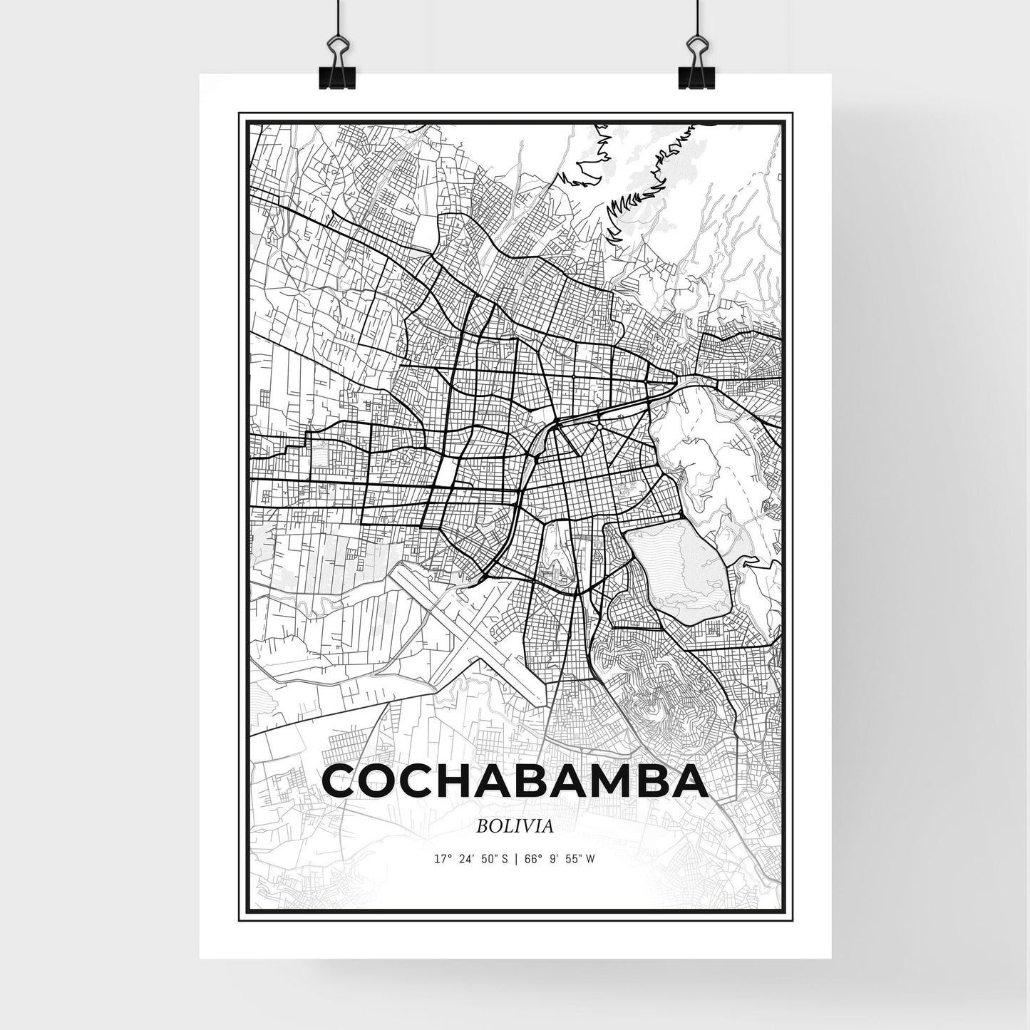 Cochabamba Bolivia - Premium City Map Poster