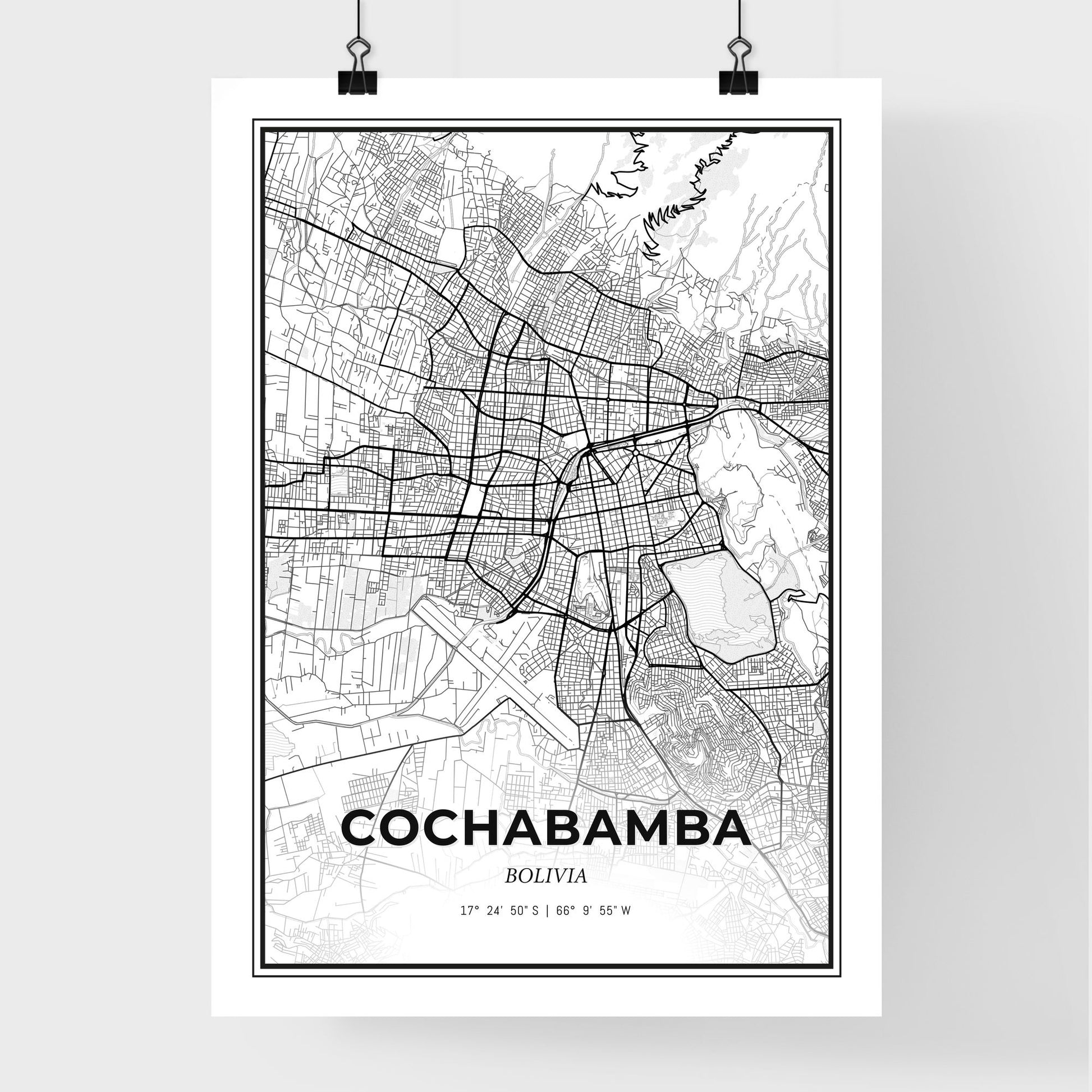 Cochabamba Bolivia - Premium City Map Poster