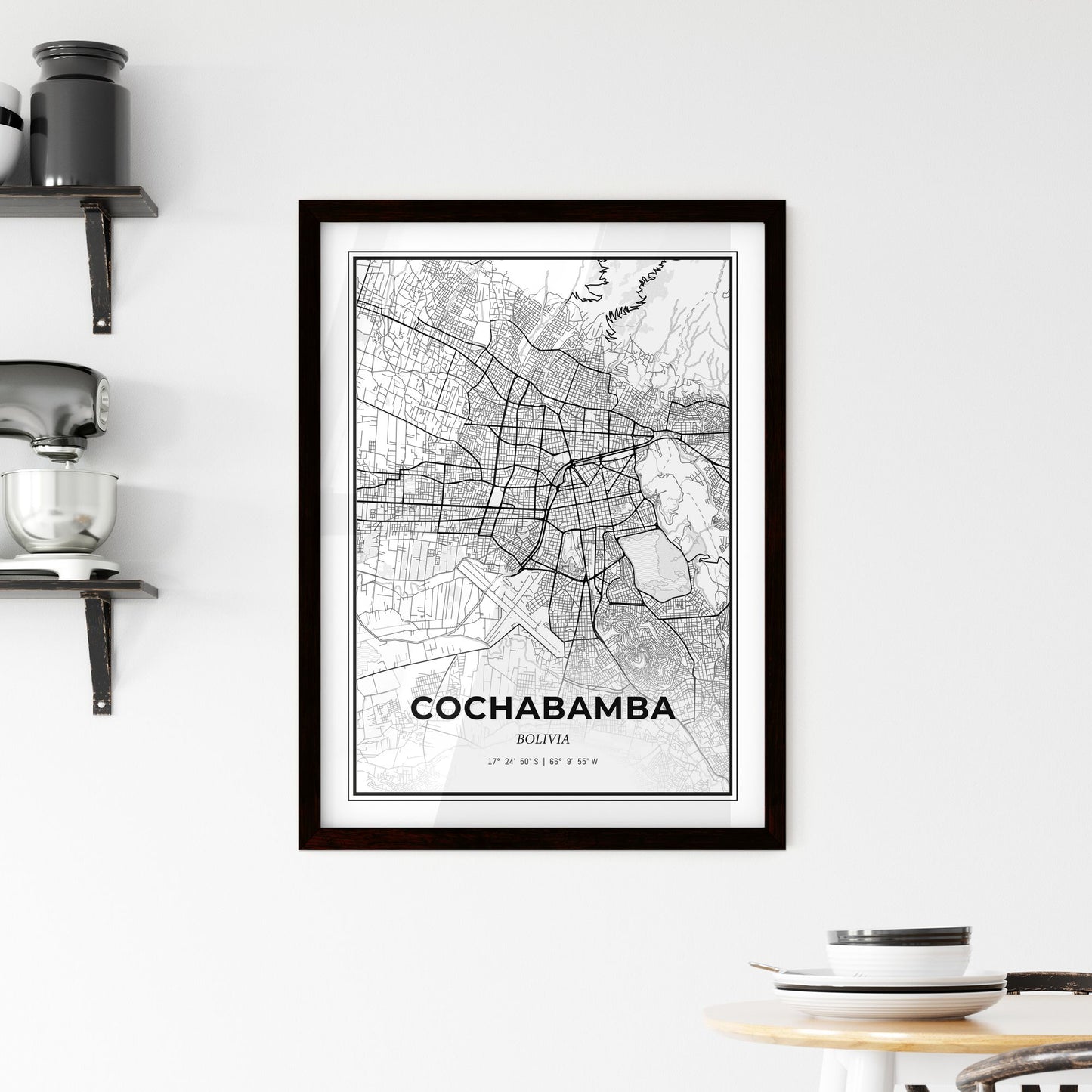 Cochabamba Bolivia - Minimal City Map