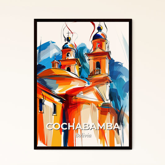 Vibrant Cochabamba, Bolivia - A Painting Of A Skyline With A Colorful Building