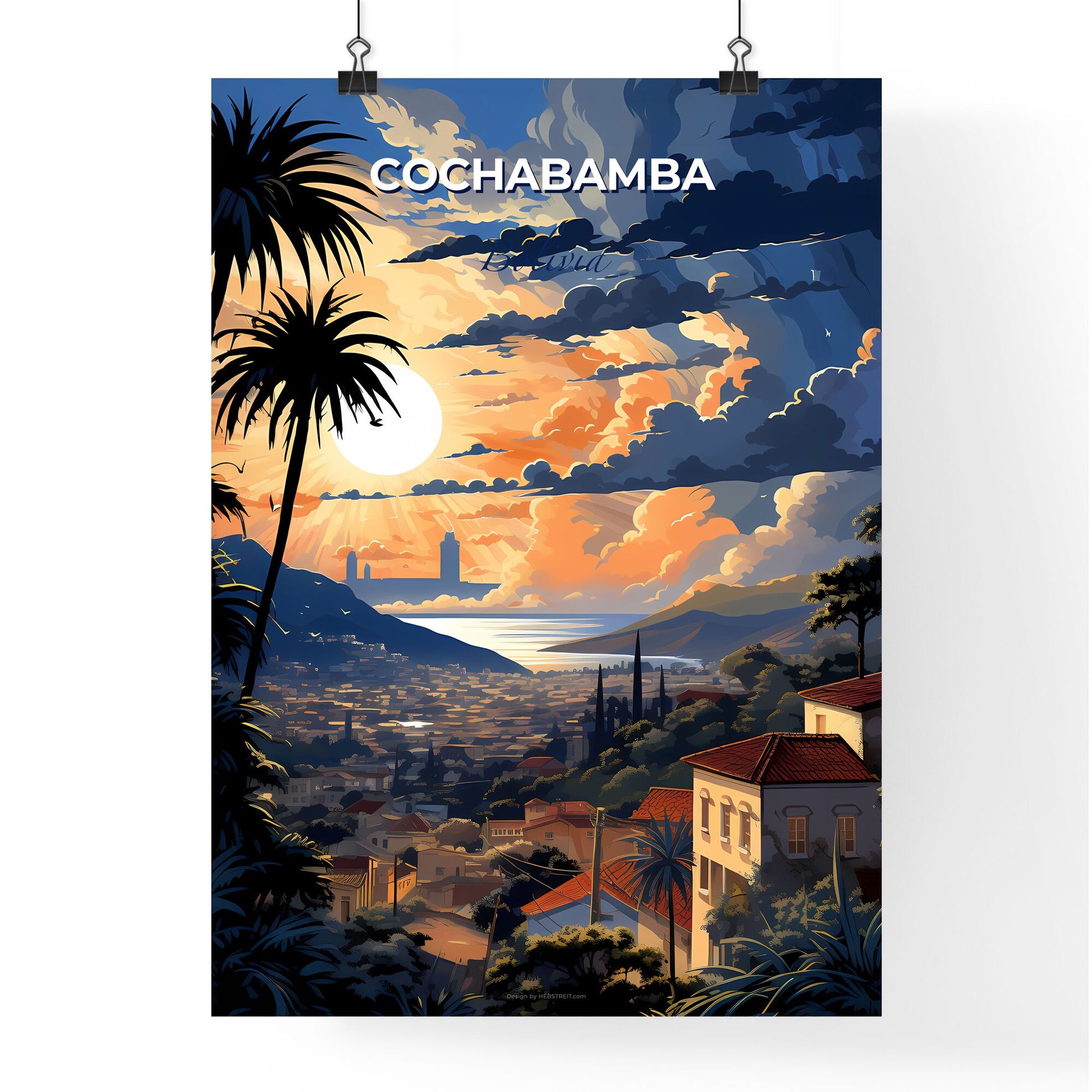 Cochabamba Cityscape Art Painting Travel Sunset Skyline Bolivia Acrylic Canvas Default Title