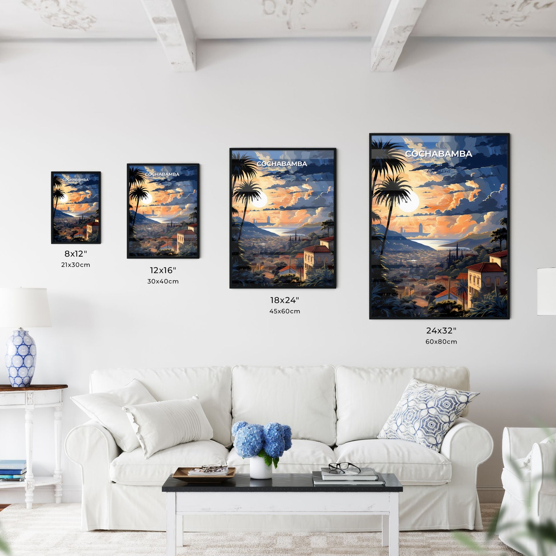 Cochabamba Cityscape Art Painting Travel Sunset Skyline Bolivia Acrylic Canvas Default Title