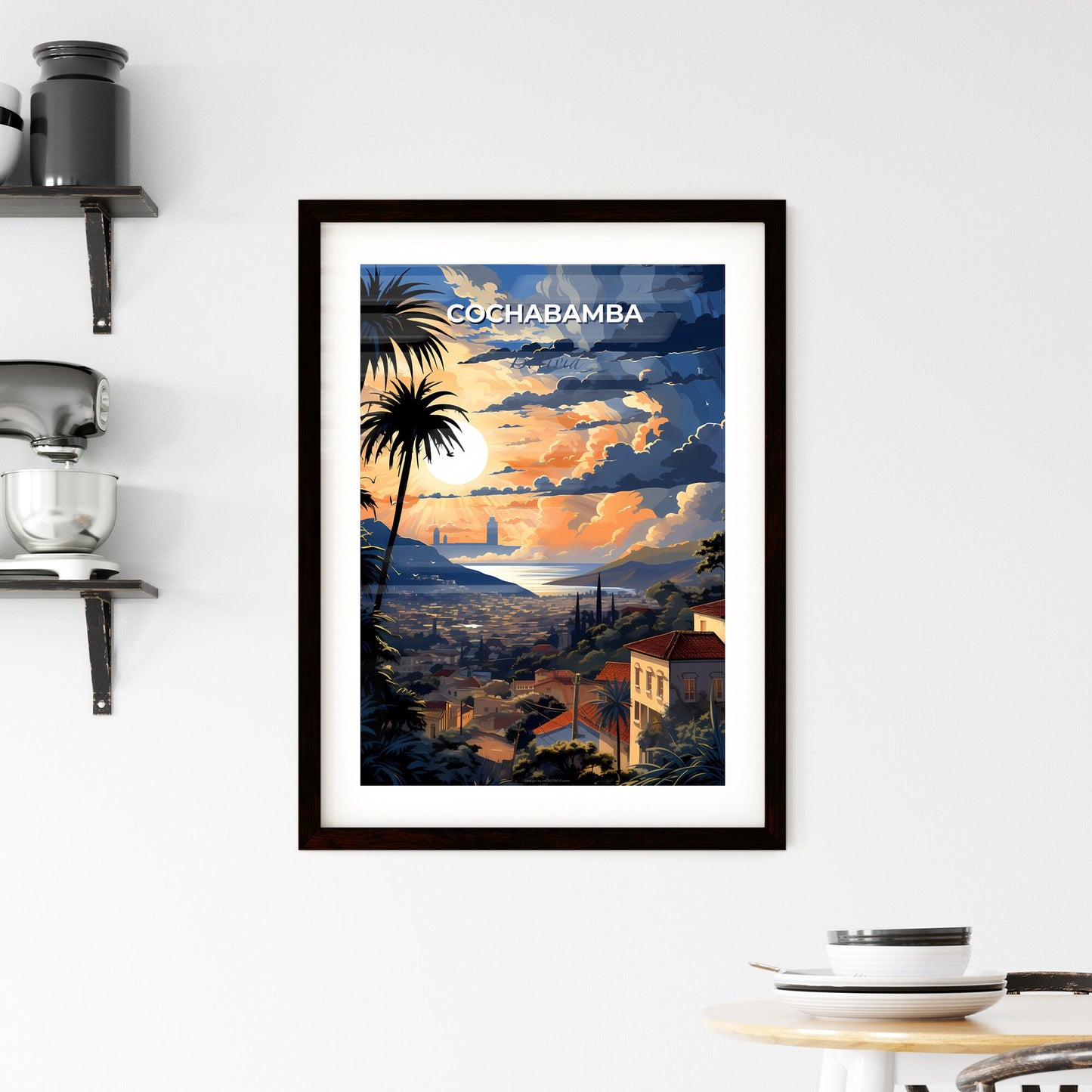 Cochabamba Cityscape Art Painting Travel Sunset Skyline Bolivia Acrylic Canvas Default Title