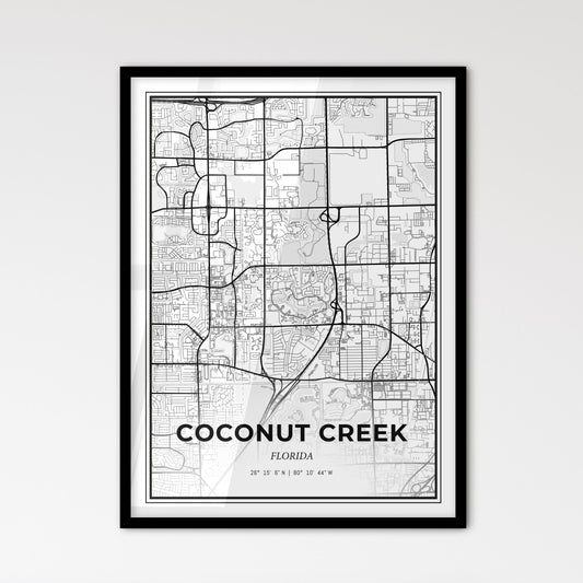 Coconut Creek Florida - Scandinavian Style City Map for Modern Home Decor