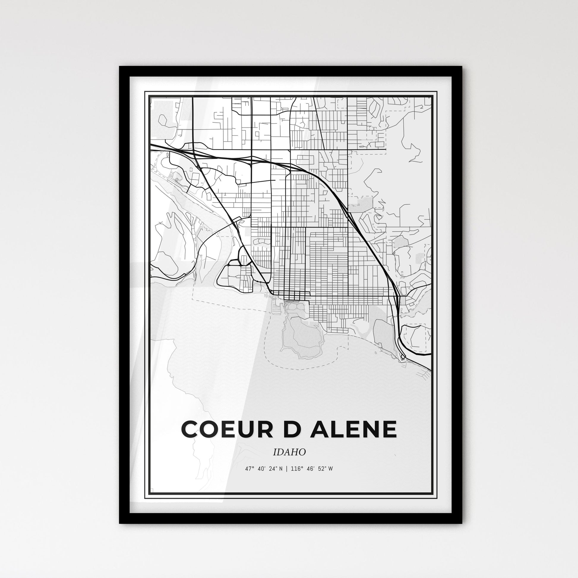 Coeur d Alene Idaho - Scandinavian Style City Map for Modern Home Decor