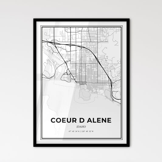 Coeur d Alene Idaho - Scandinavian Style City Map for Modern Home Decor