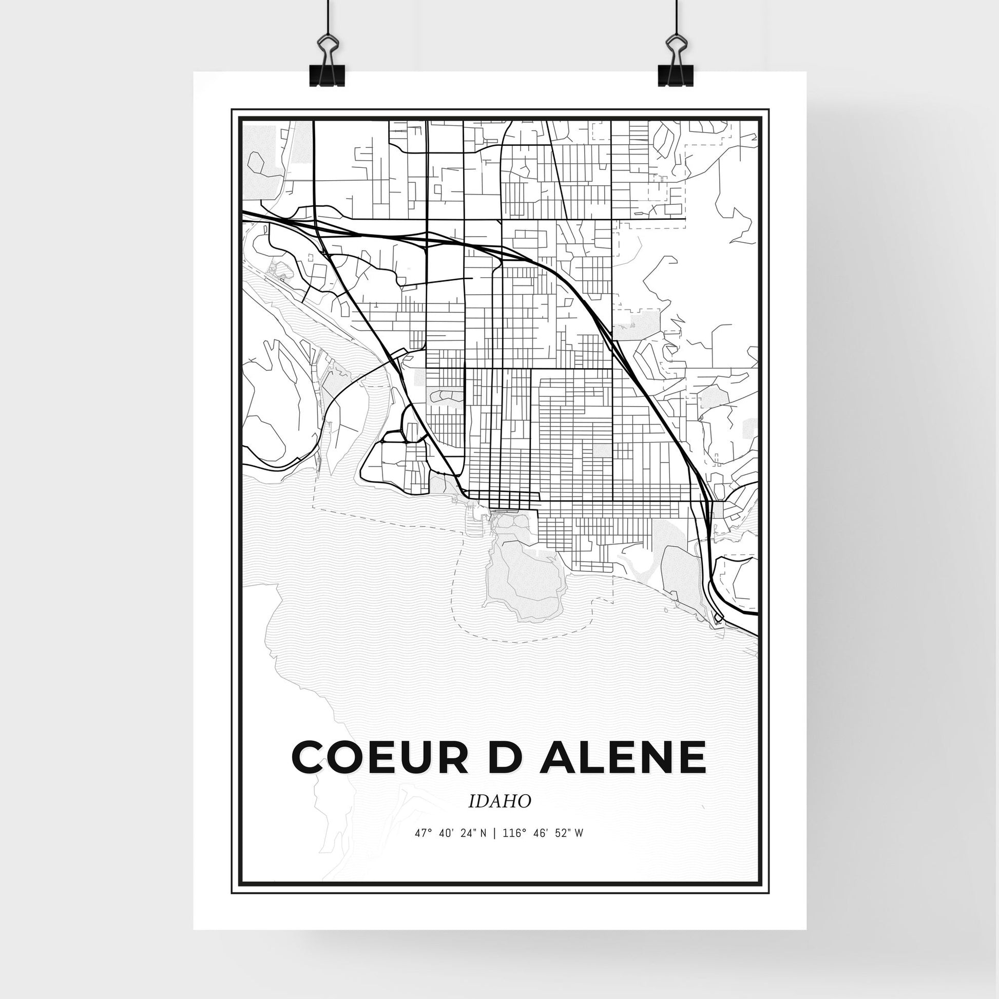 Coeur d Alene Idaho - Premium City Map Poster