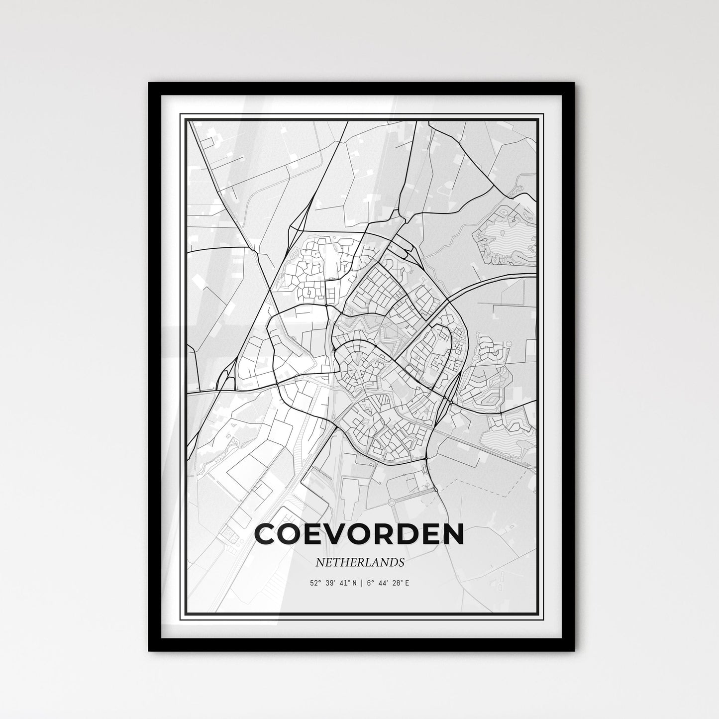  Coevorden Netherlands - Scandinavian Style City Map for Modern Home Decor