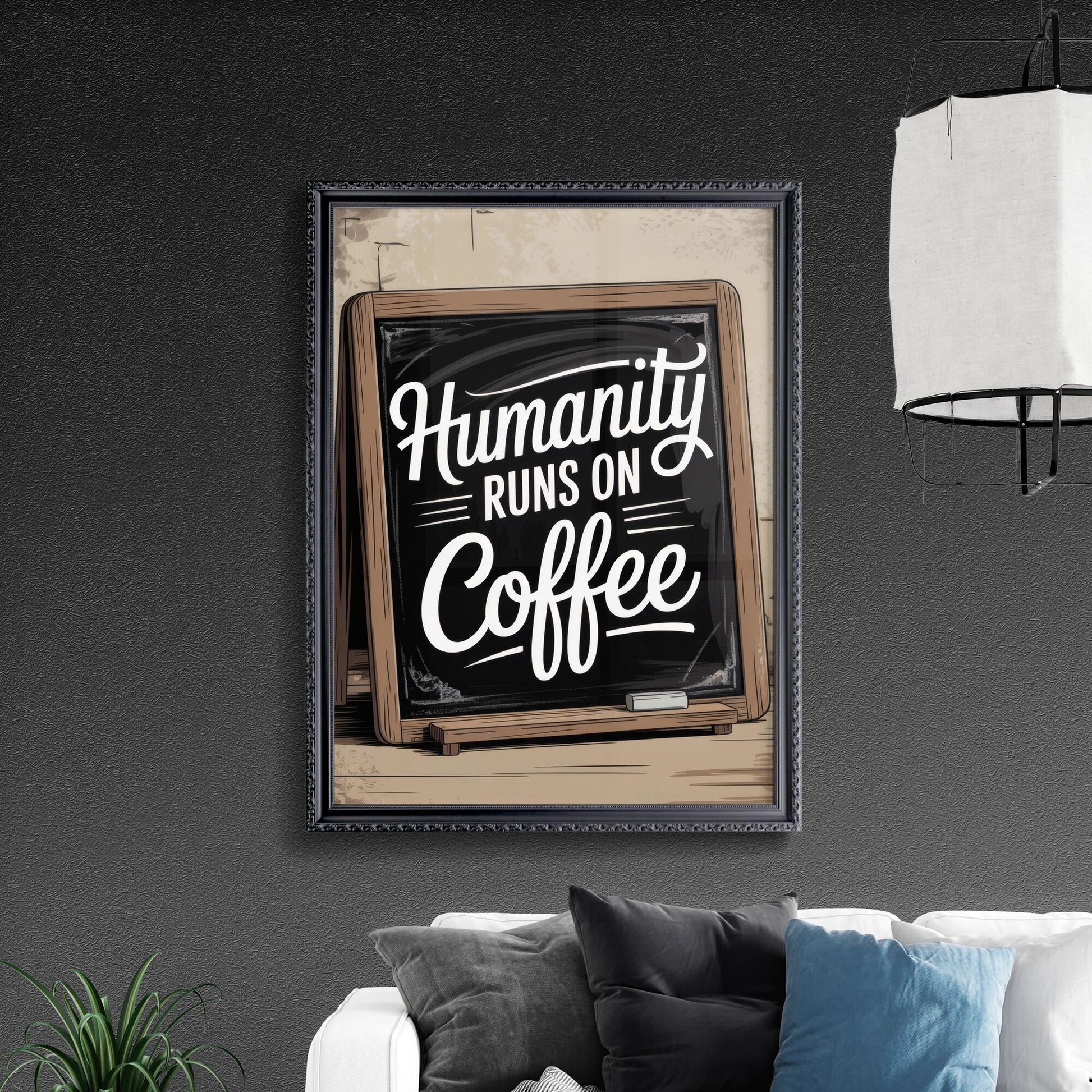 Coffee Lovers' Cafe Signage: Embracing Humanity's Dependence on Coffee for Daily Energy and Inspiration.