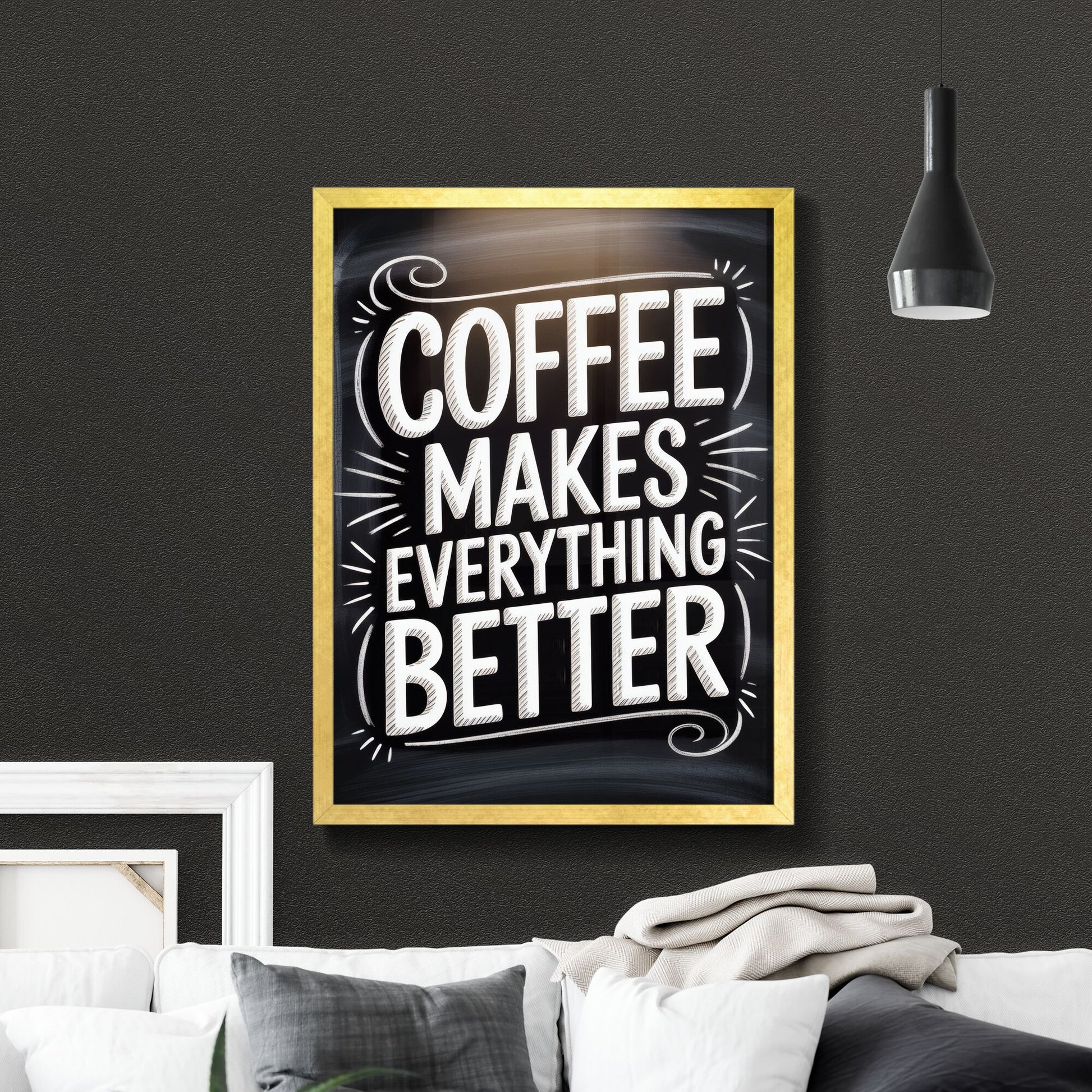 Coffee Makes Everything Better: A Whimsical Chalkboard Design Celebrating the Love for Coffee