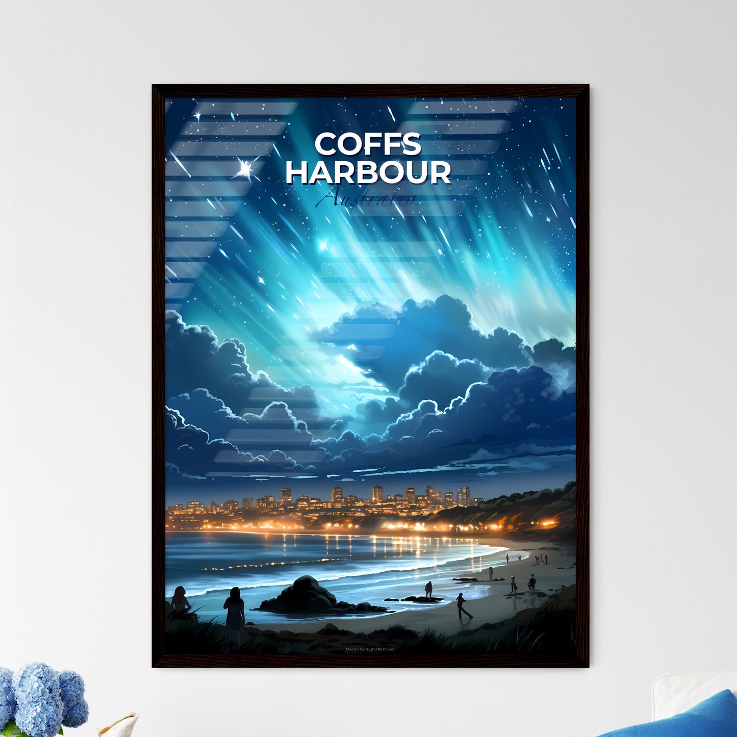 Coffs Harbour Skyline Painting - City, Beach, Sky, Stars, Abstract, Vibrant, Artistic Default Title