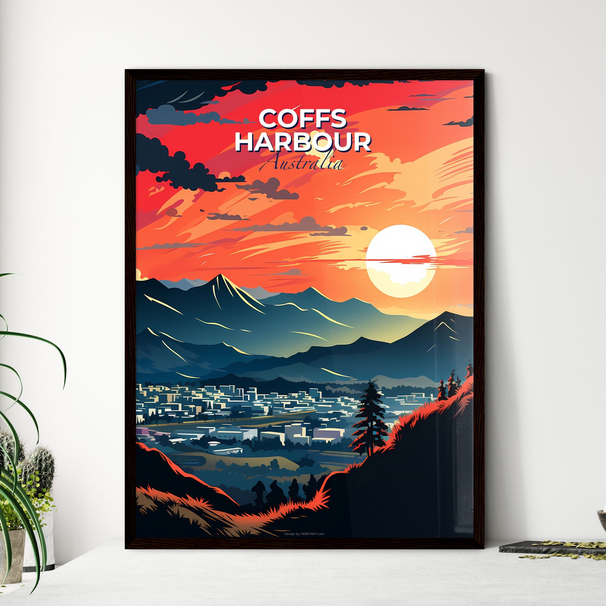 Coffs Harbour Skyline Sunset Cityscape Painting Vibrant Colorful Sky Default Title