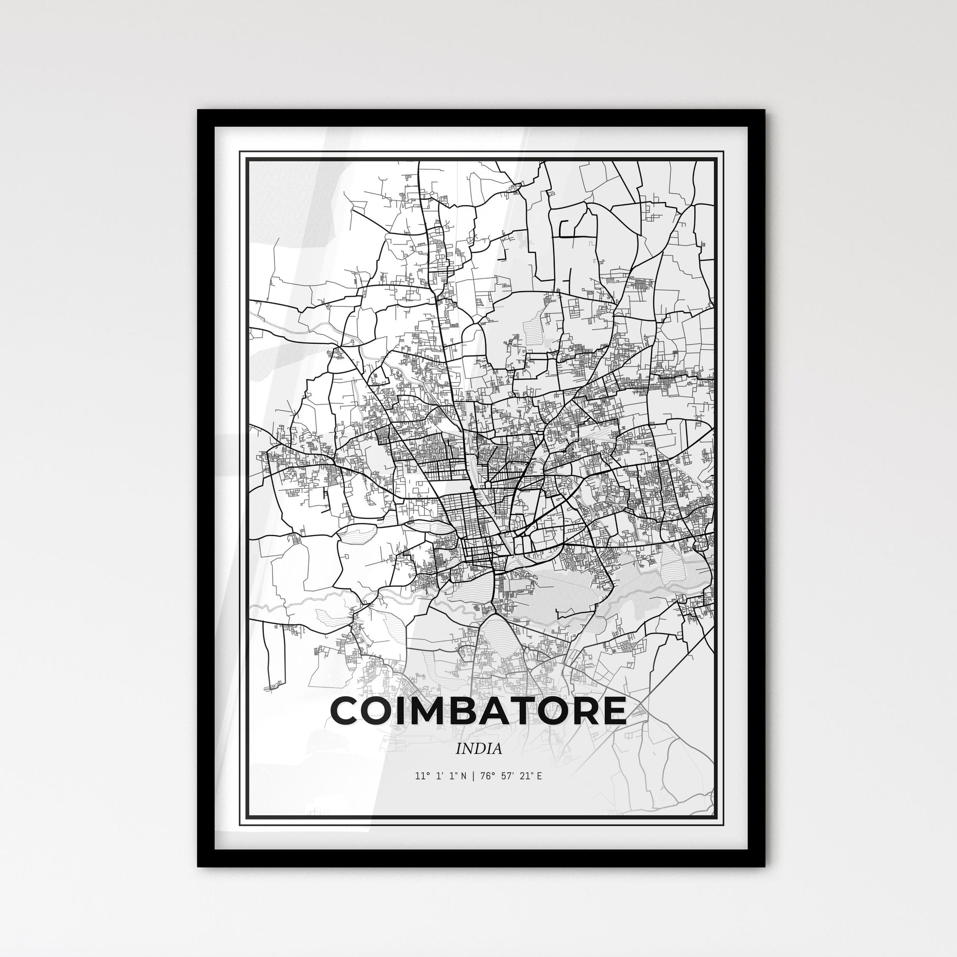 Coimbatore India - Scandinavian Style City Map for Modern Home Decor