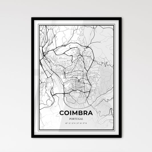 Coimbra Portugal - Scandinavian Style City Map for Modern Home Decor