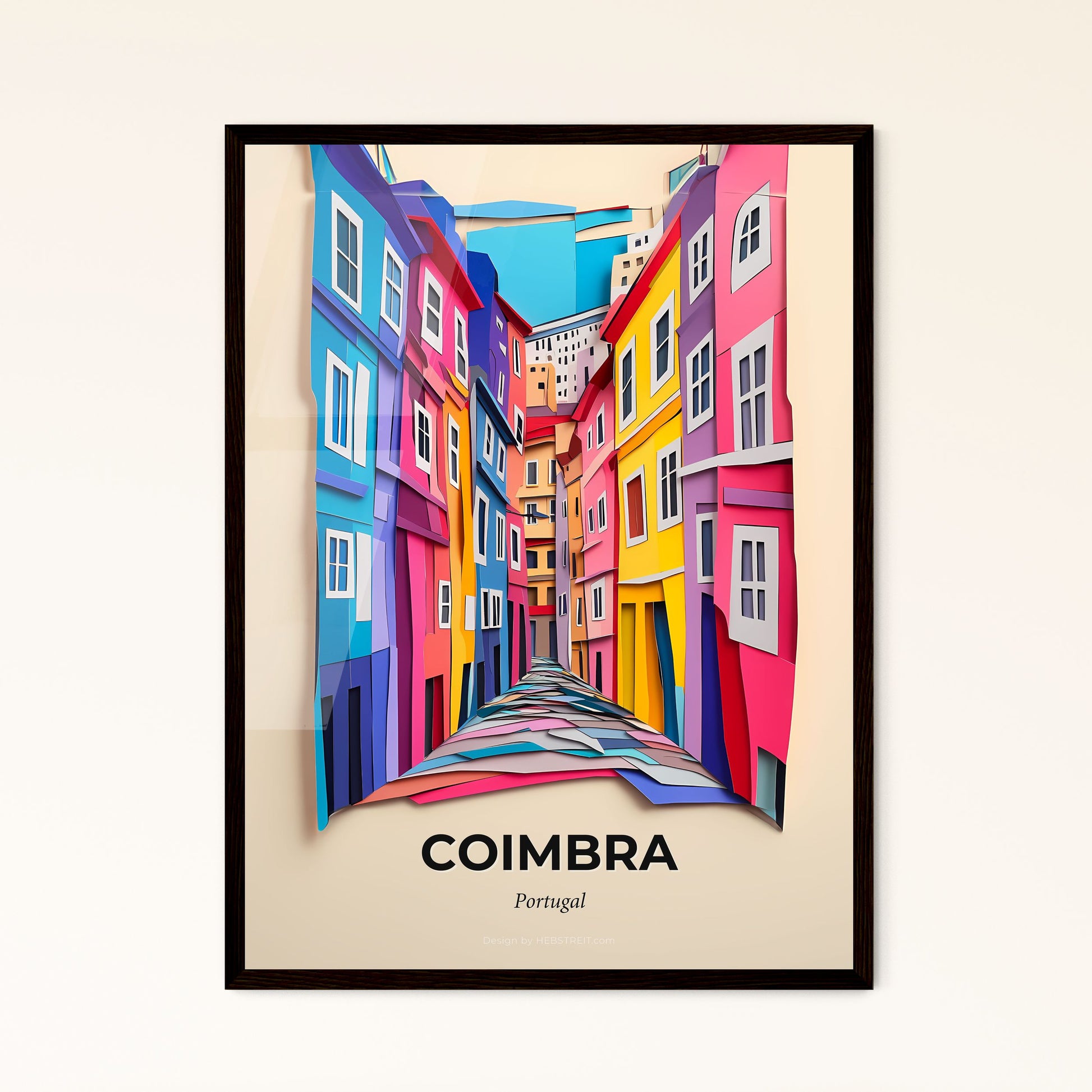 Vivid Coimbra, Portugal - a colorful city street with a clock on the wall