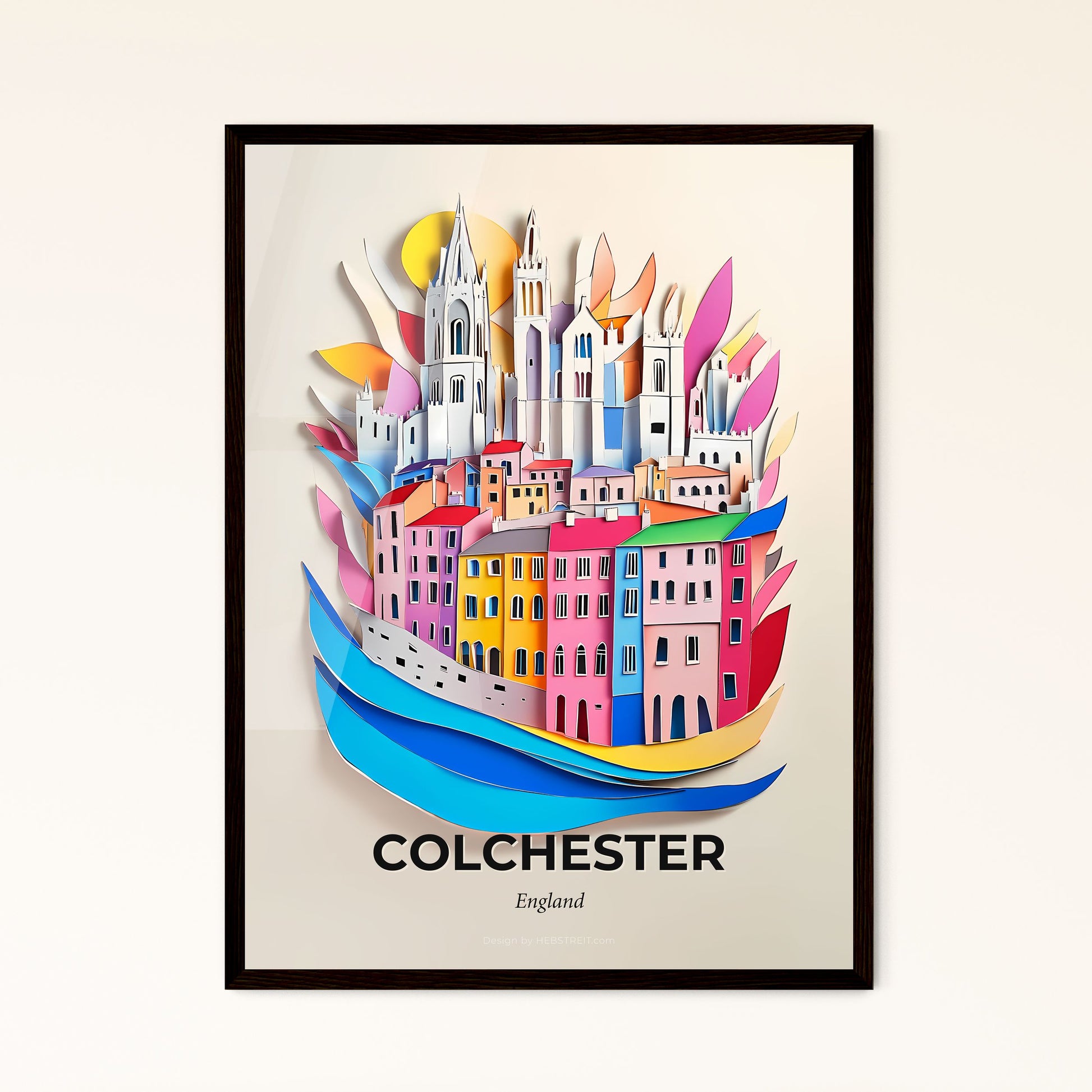 Vivid Colchester, England - a paper cut of a city with a river