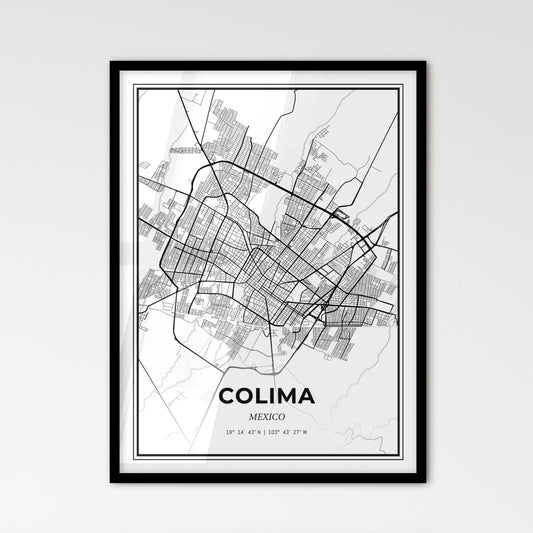 Colima Mexico - Scandinavian Style City Map for Modern Home Decor