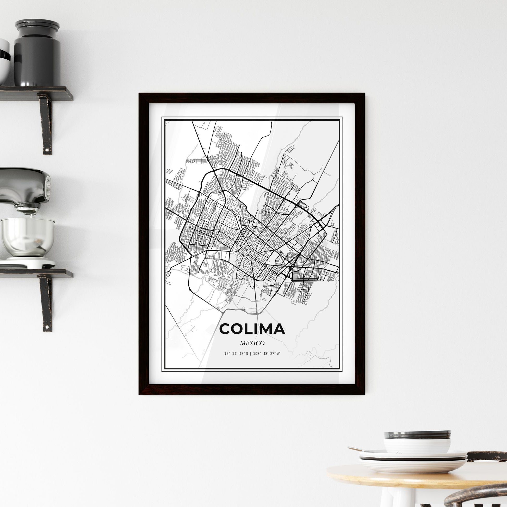 Colima Mexico - Minimal City Map