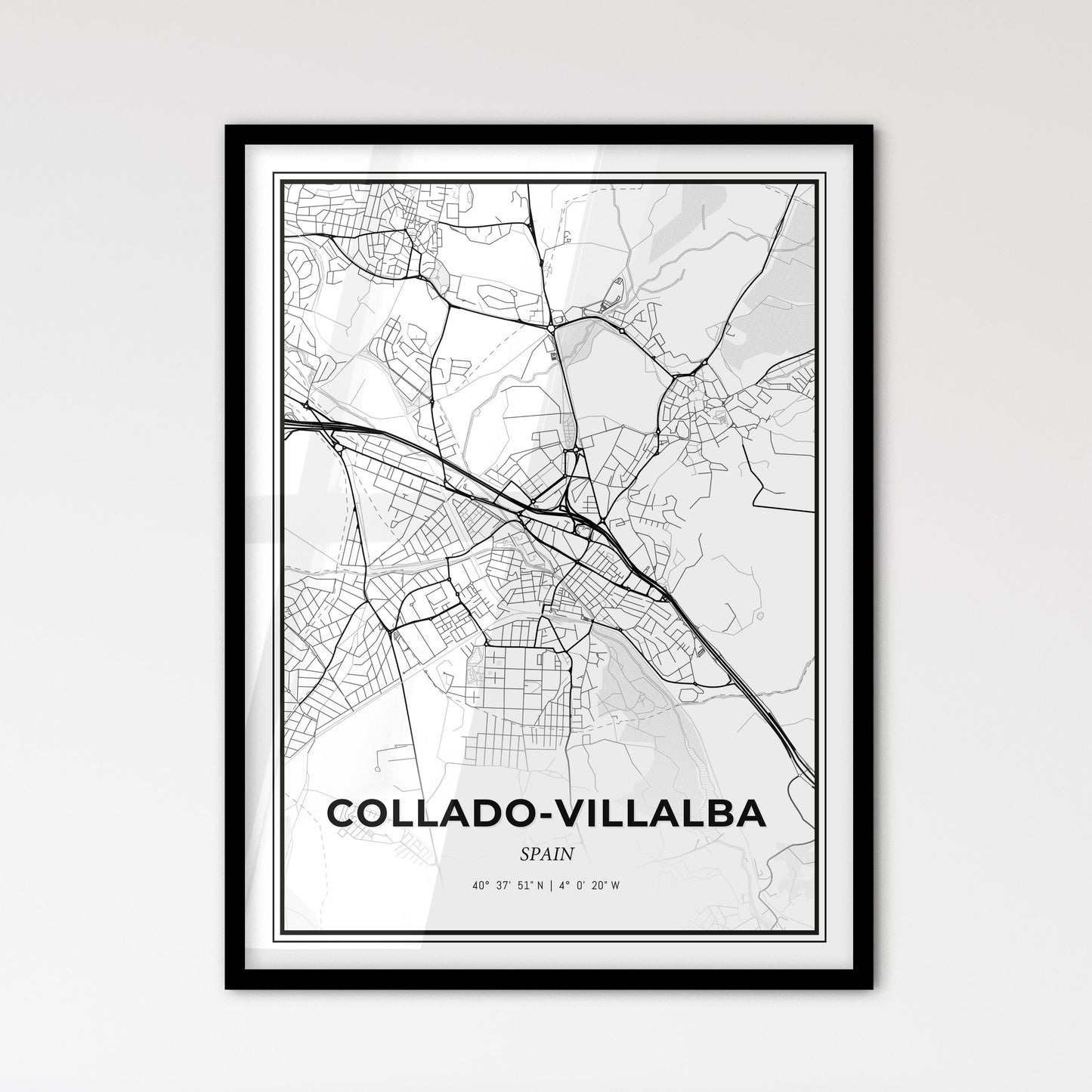 Collado-Villalba Spain - Scandinavian Style City Map for Modern Home Decor