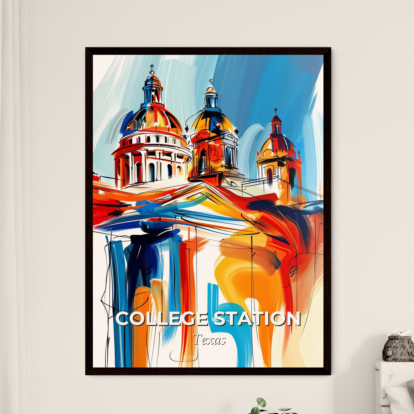 Vibrant College Station, Texas - A Painting Of A Building With Domes