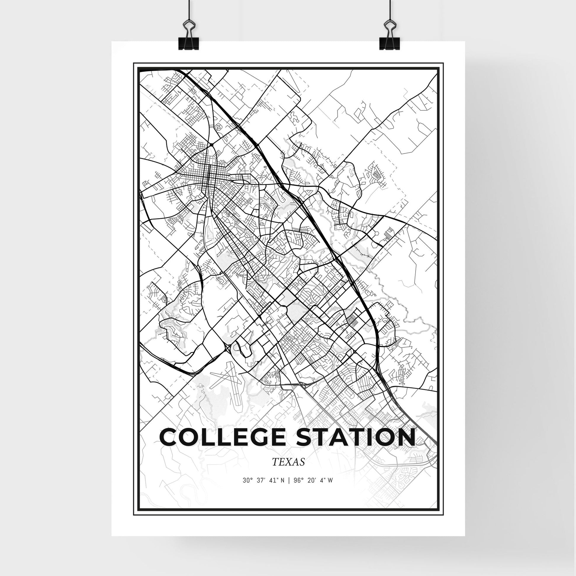 College Station Texas - Premium City Map Poster