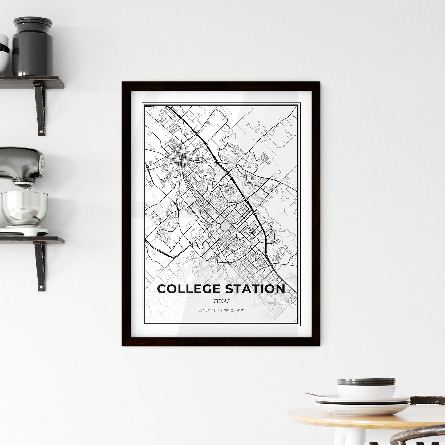 College Station Texas - Minimal City Map