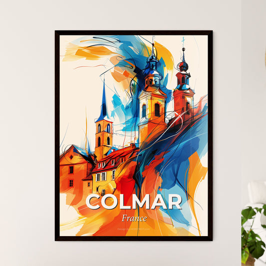 Vibrant Colmar, France - A Painting Of A Building With Towers And Steeples