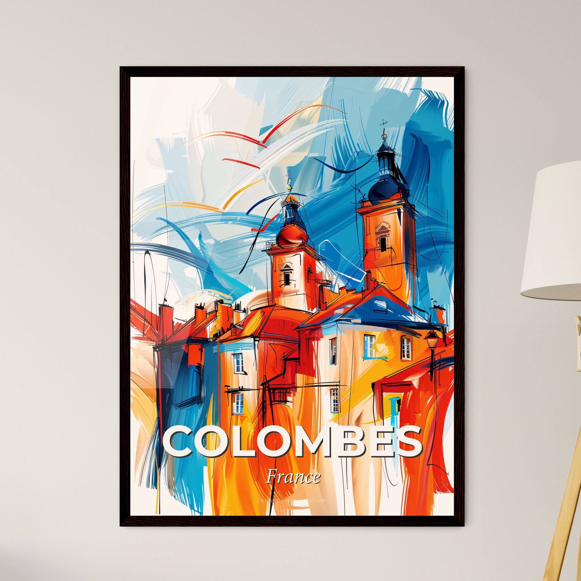 Vibrant Colombes, France - A Painting Of A Building