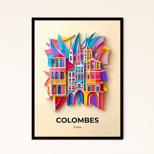 Vivid Colombes, France - a colorful city with a clock tower and a rainbow colored building