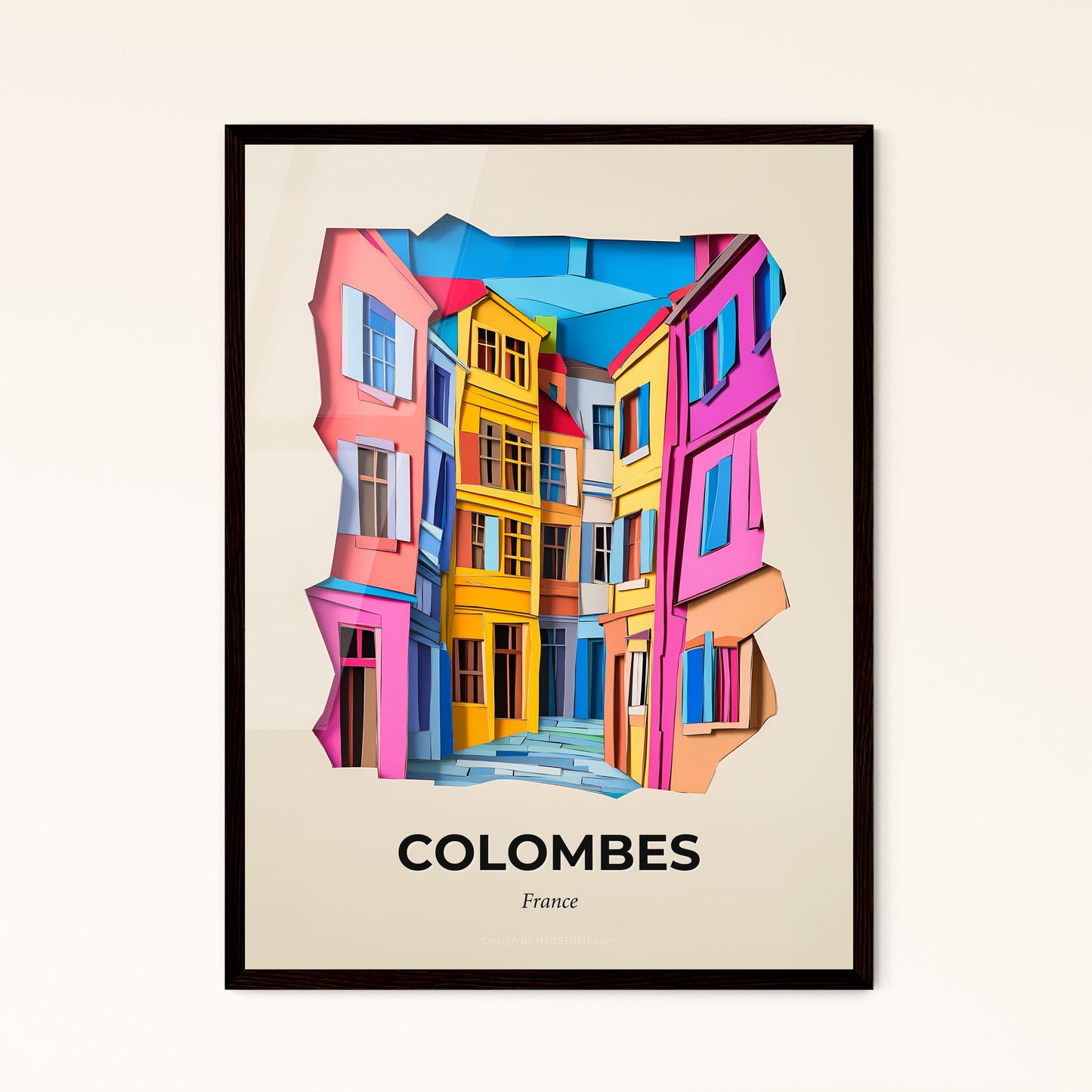 Vivid Colombes, France - a colorful city with a blue umbrella