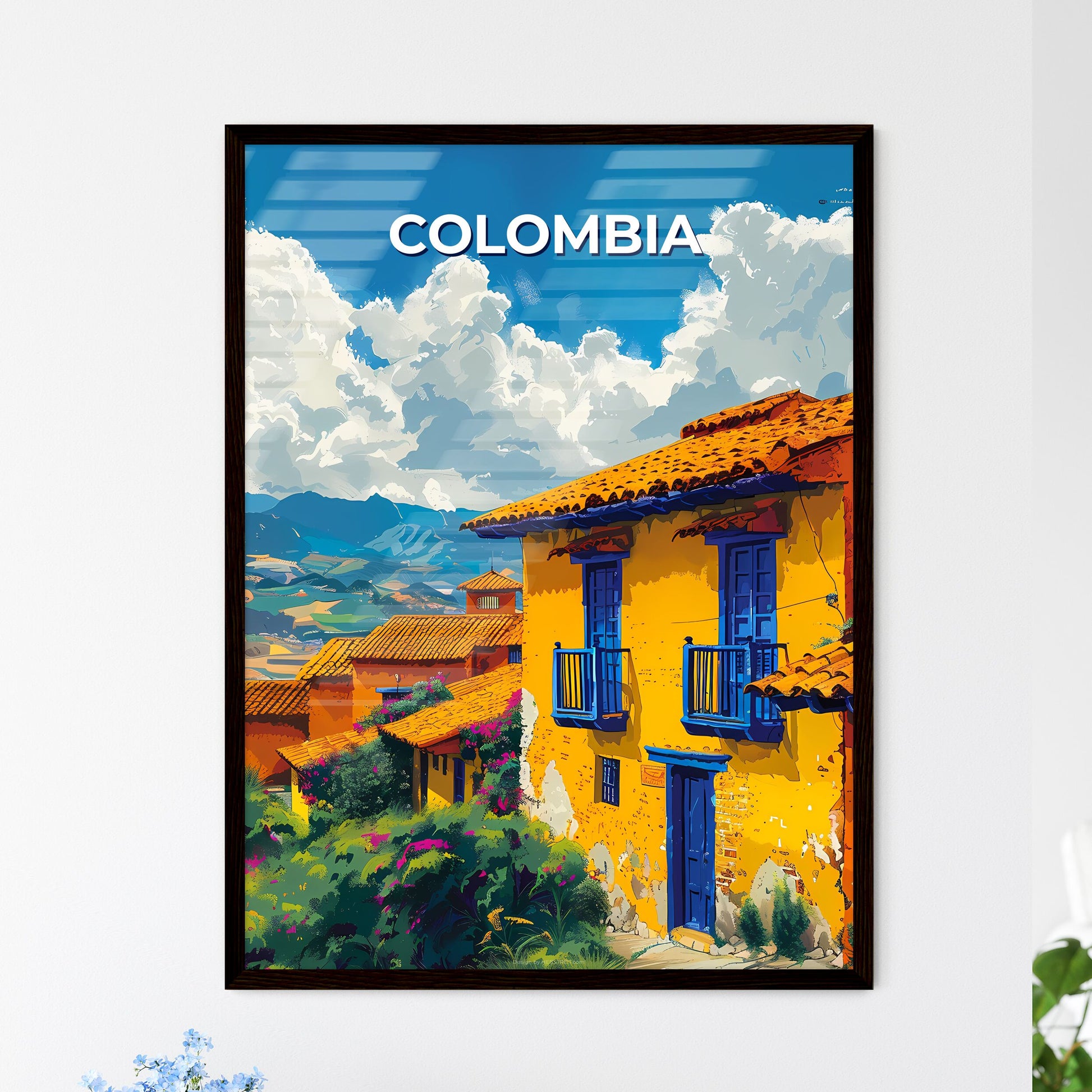 South America, Colombia, Vibrant Building, Colorful Painting, Architecture, Orange, Yellow, Blue, Doors, Balcony, Art