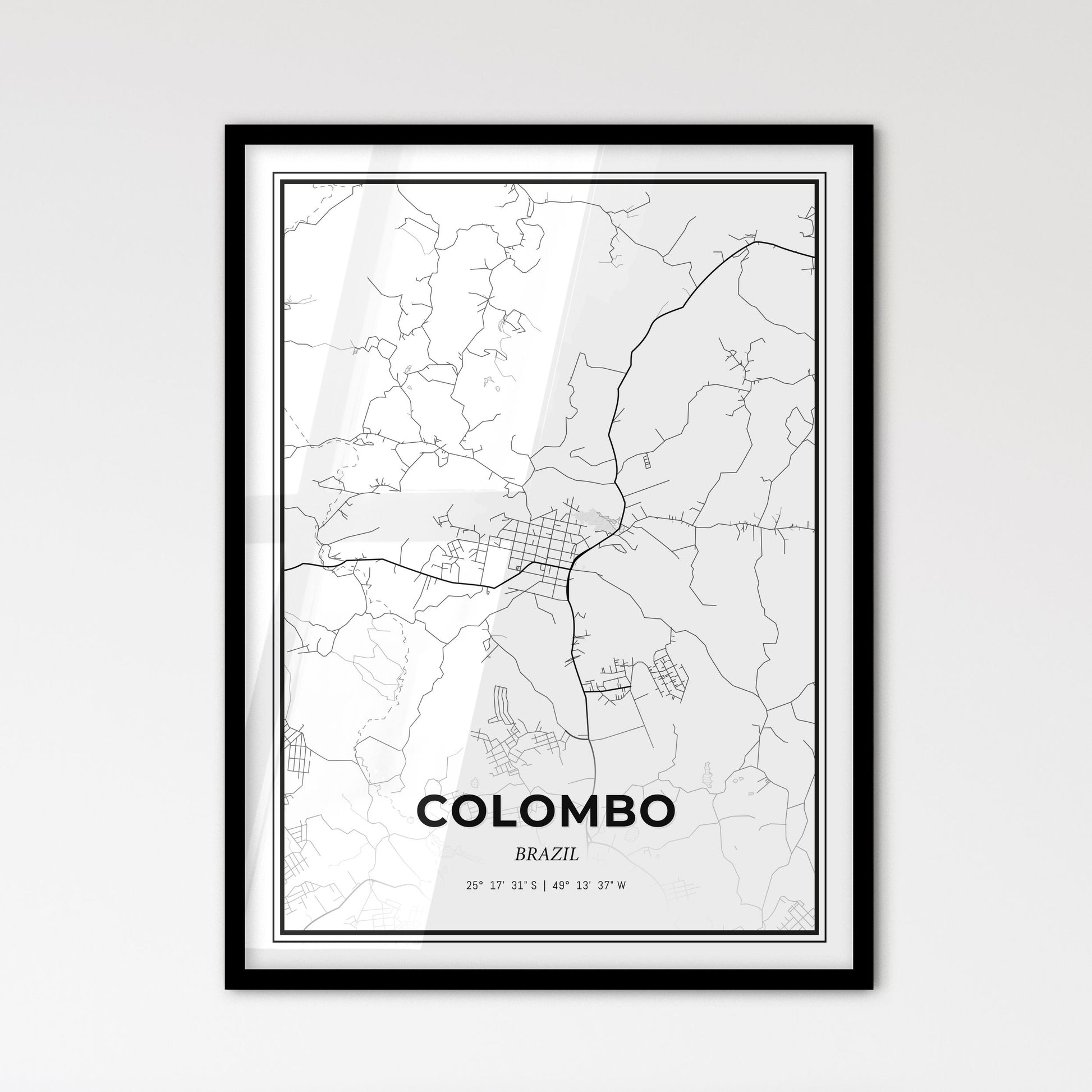 Colombo Brazil - Scandinavian Style City Map for Modern Home Decor