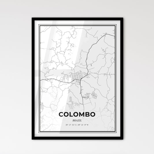 Colombo Brazil - Scandinavian Style City Map for Modern Home Decor