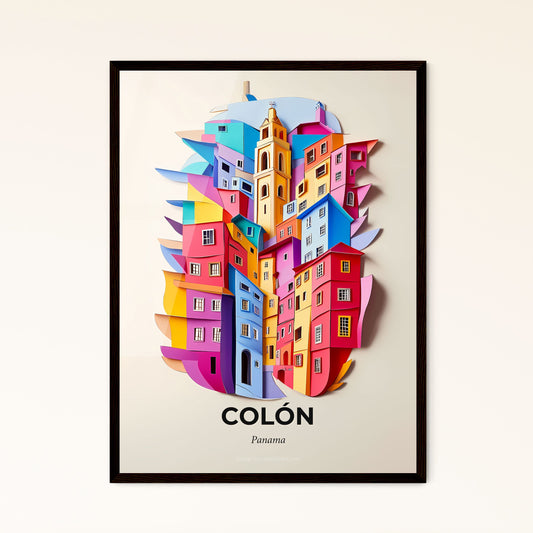 Vivid Colón, Panama - a colorful city with a clock tower on top of it