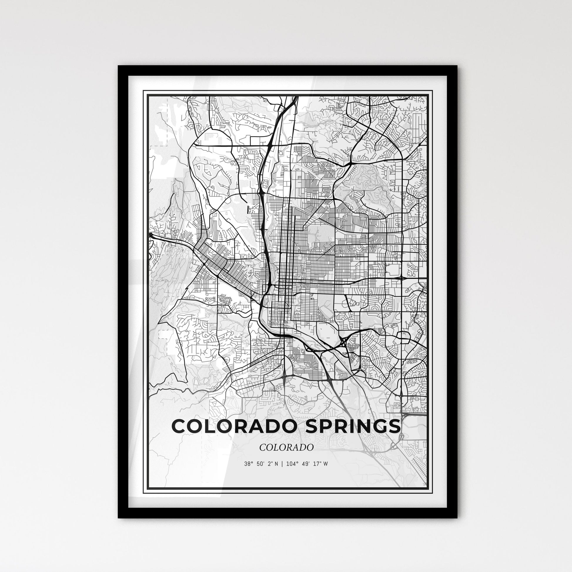 Colorado Springs Colorado - Scandinavian Style City Map for Modern Home Decor